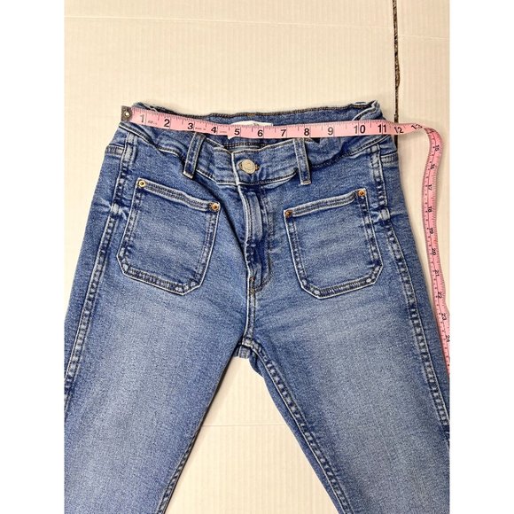 ZARA Kids Jeans Flare Boot Cut Solid Blue Jeans Size 11-12 Adjustable Waist - Picture 4 of 9
